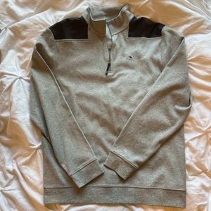 Vineyard Vines Grey and Black Quarter Zip